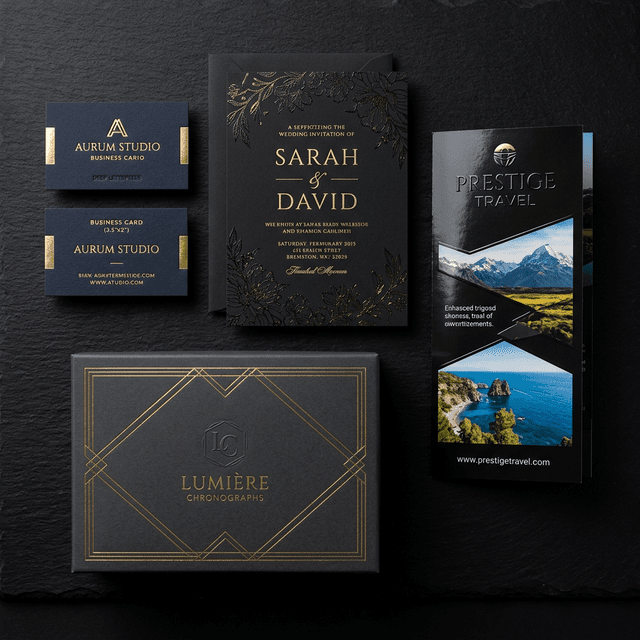 Premium printed outputs by MG Digital Press — luxury business cards, custom invitations, and high-quality brochures